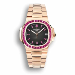 Replica Nautilus 5711/1A-018 Patek Philippe 40 mm, Rose Gold Black Dial Iced out