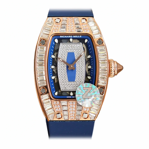 Replica Richard Mille 007-1 Diamond Crown Rose Gold Blue Strap