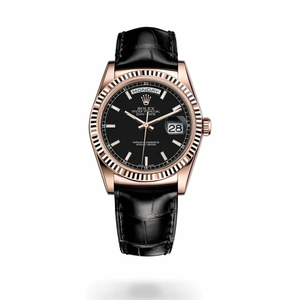 Replica Rolex Day-Date 36mm Rose Gold Black Dial 118135CH