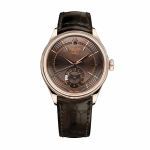 Replica Rolex Cellini Dual Time Rose Gold 50525.015 Brown Dial