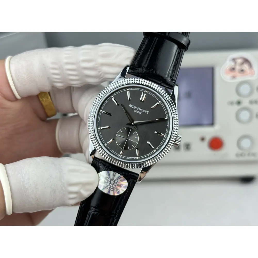 Swiss Replica Calatrava Patek 6119R-002 White Gold 39mm Black Dial - Image 5
