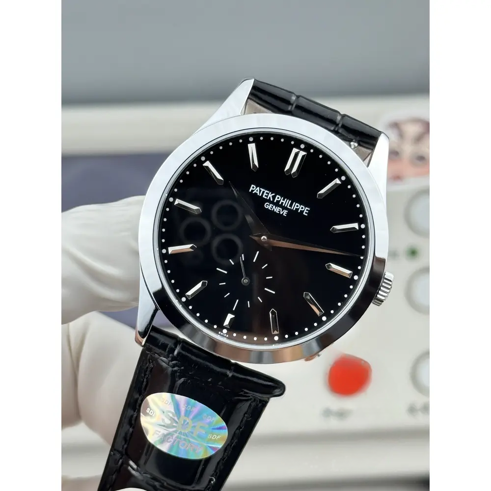 Replica Patek Philippe Calatrava 6196P-003 38mm White Gold, Black Dial - Image 2