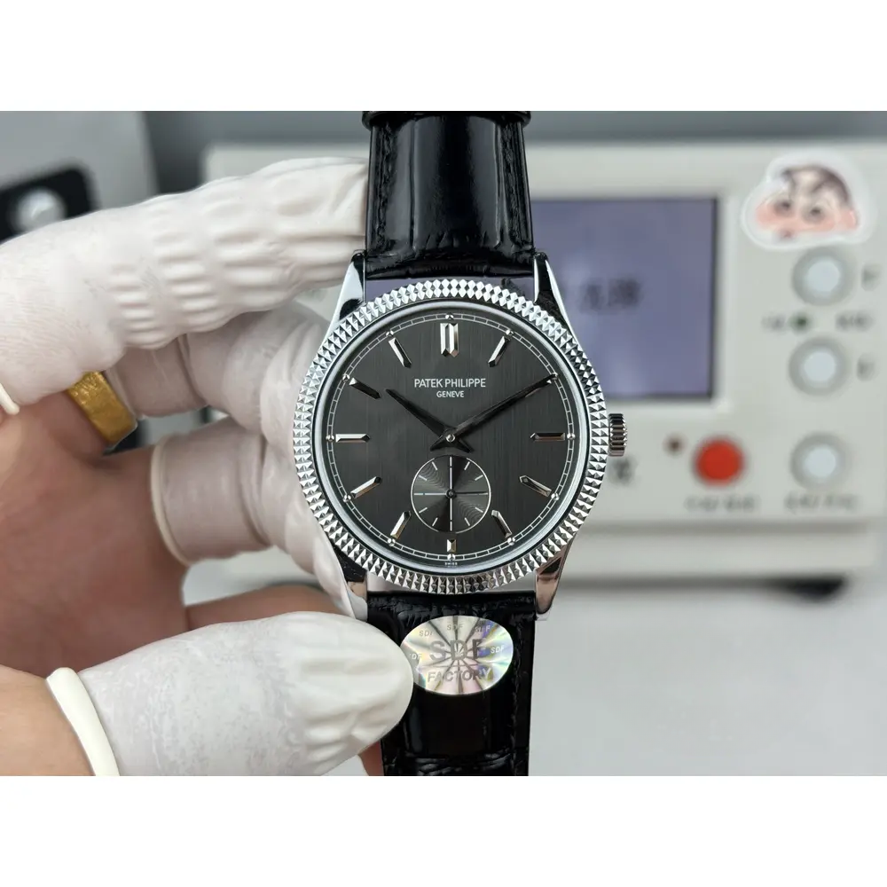 Swiss Replica Calatrava Patek 6119R-002 White Gold 39mm Black Dial - Image 8