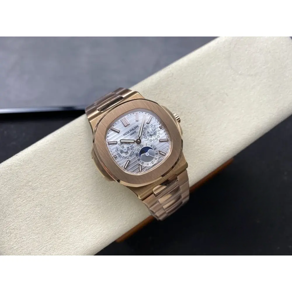 Replica Nautilus 5740/1G-001 Patek Philippe Perpetual Calendar 40 mm, Rose gold, White Dial - Image 5
