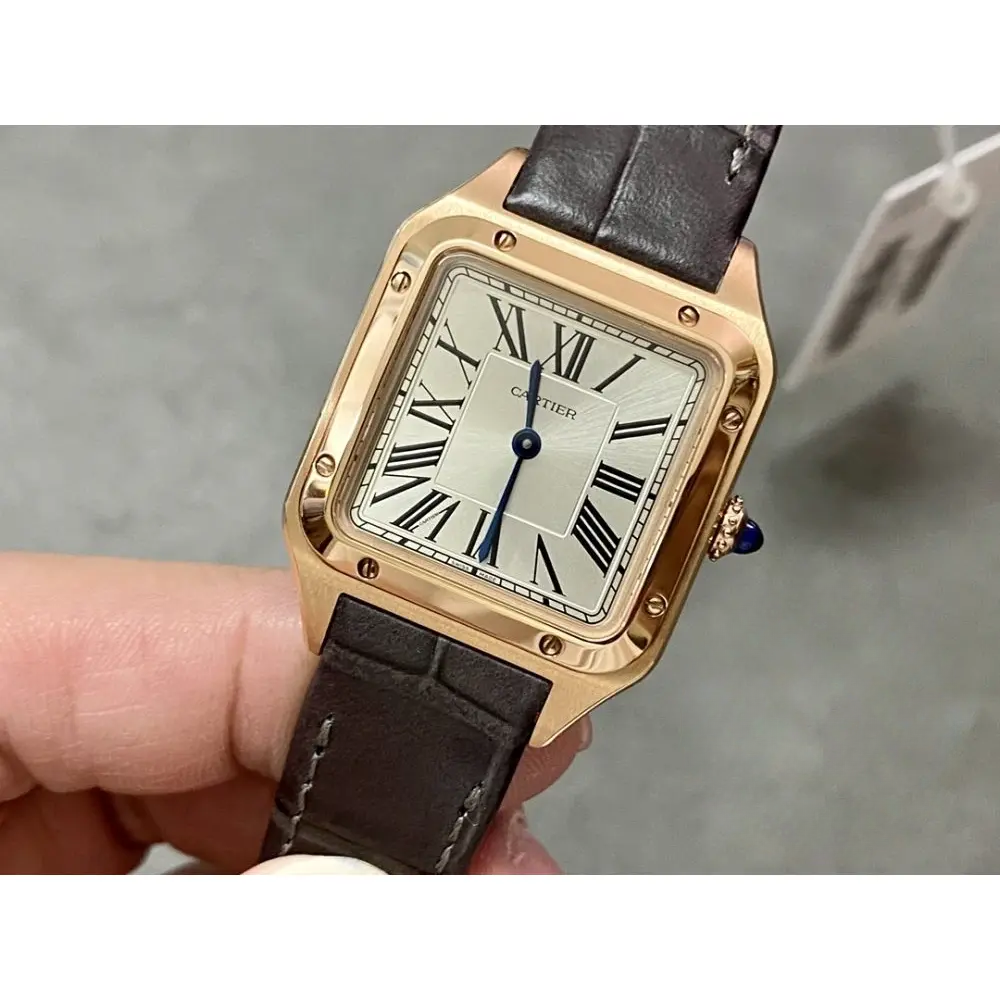 Replica Cartier Santos-Dumont Men Women Silver Alligator WGSA0022 - Image 3