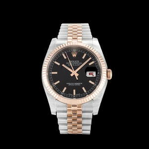 Replica Rolex Lady-Datejust 179171 36mm Rose Gold Black Dial