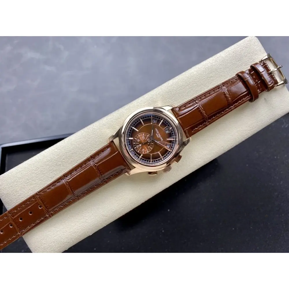 Super Clone Complications 5905R-001 Patek Philippe Annual Calendar Chronograph 42 mm, Gold Rose, Brown Dial - Image 5