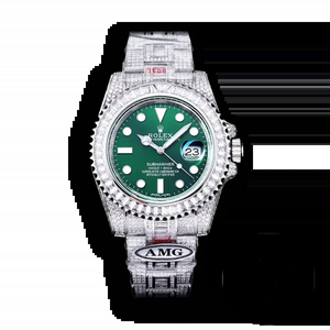 Replica Rolex Submariner Iced Out 116610LV-3 41mm Green Dial