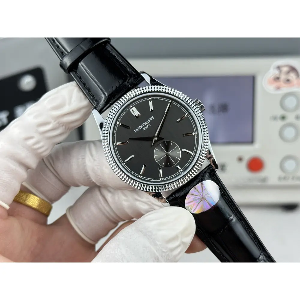 Swiss Replica Calatrava Patek 6119R-002 White Gold 39mm Black Dial - Image 2