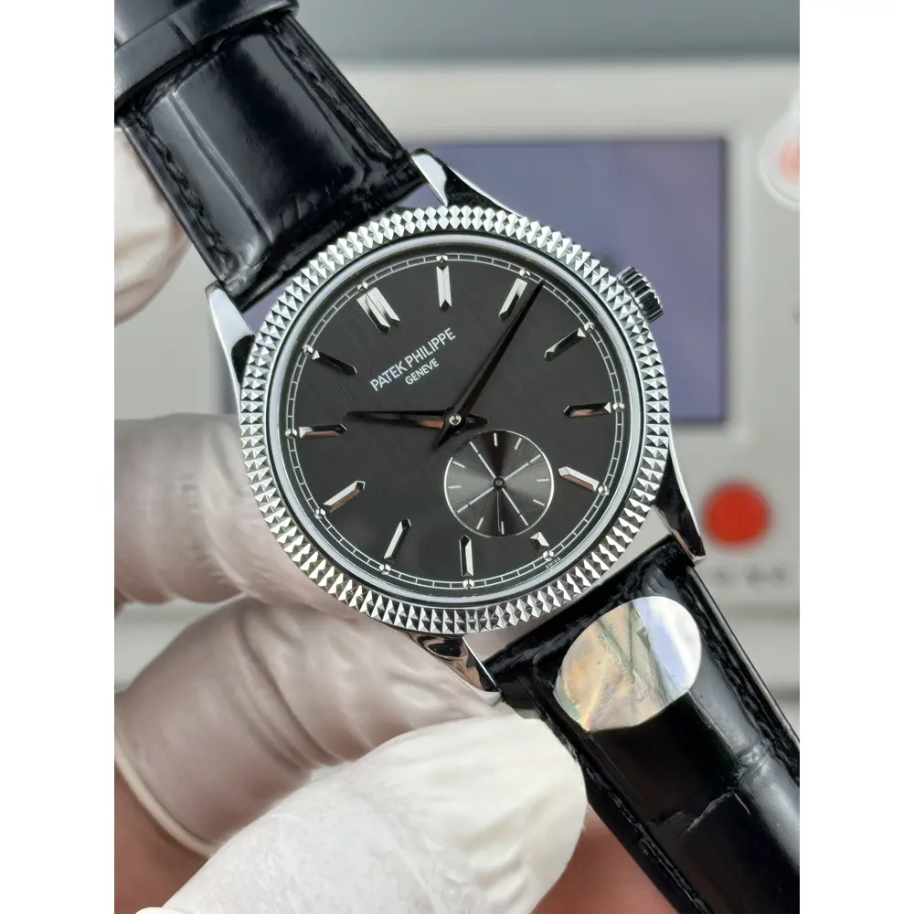 Swiss Replica Calatrava Patek 6119R-002 White Gold 39mm Black Dial - Image 6