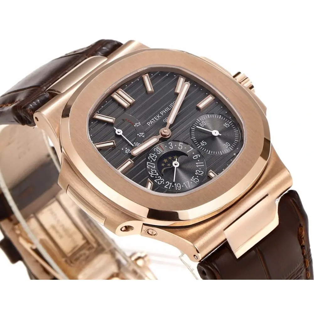 Replica Nautilus 5712R-001 Patek Philippe Moon phases. 40 mm, Rose gold, Black Dial - Image 2