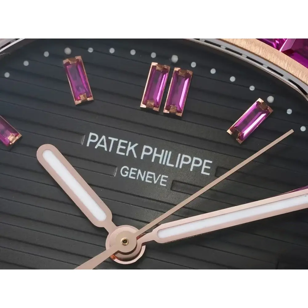 Replica Nautilus 5711/1A-018 Patek Philippe 40 mm, Rose Gold Black Dial Iced out - Image 5