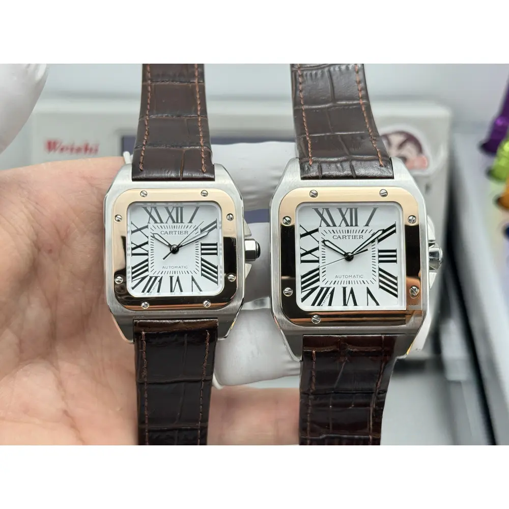 Replica Cartier Santos de Cartier 100 Rose Gold W20107X7 - Image 8