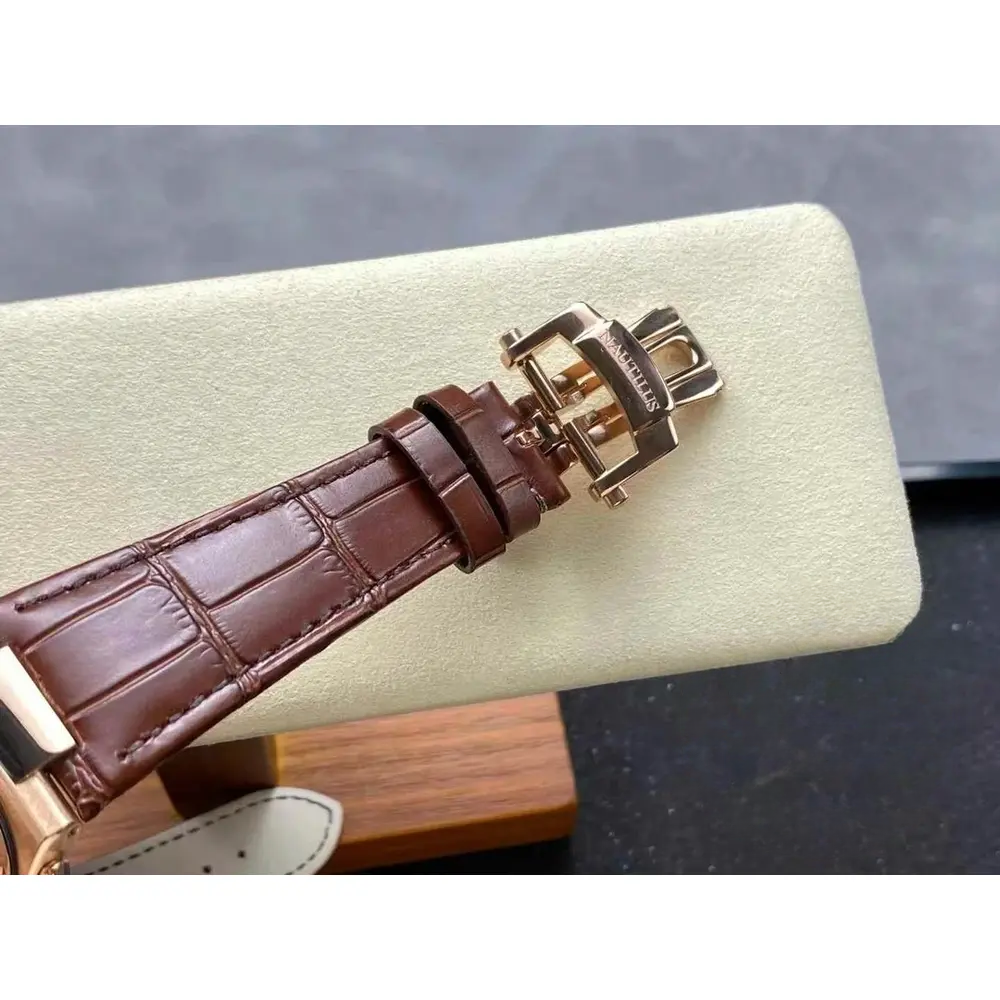 Swiss Replica Patek Philippe Nautilus 5980-2R Leather Strap 40.5mm Brown Dial - Image 6