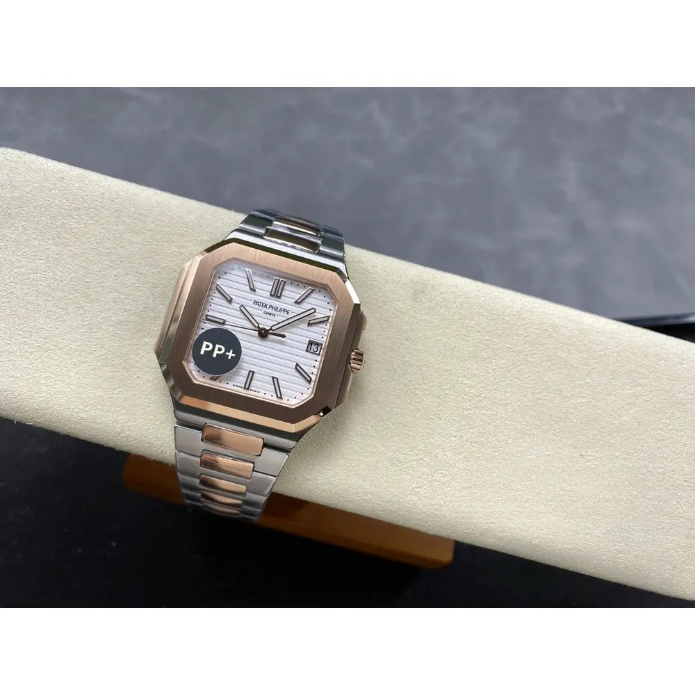Replica Cubitus 5821 Patek Philippe 45 mm Steel Rose Gold White Dial - Image 2