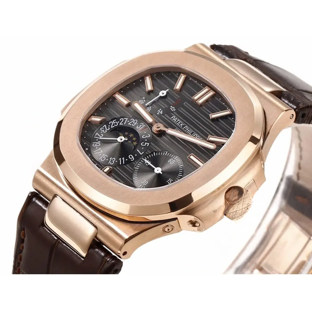 Replica Nautilus 5712R-001 Patek Philippe Moon phases. 40 mm, Rose gold, Black Dial - Image 4