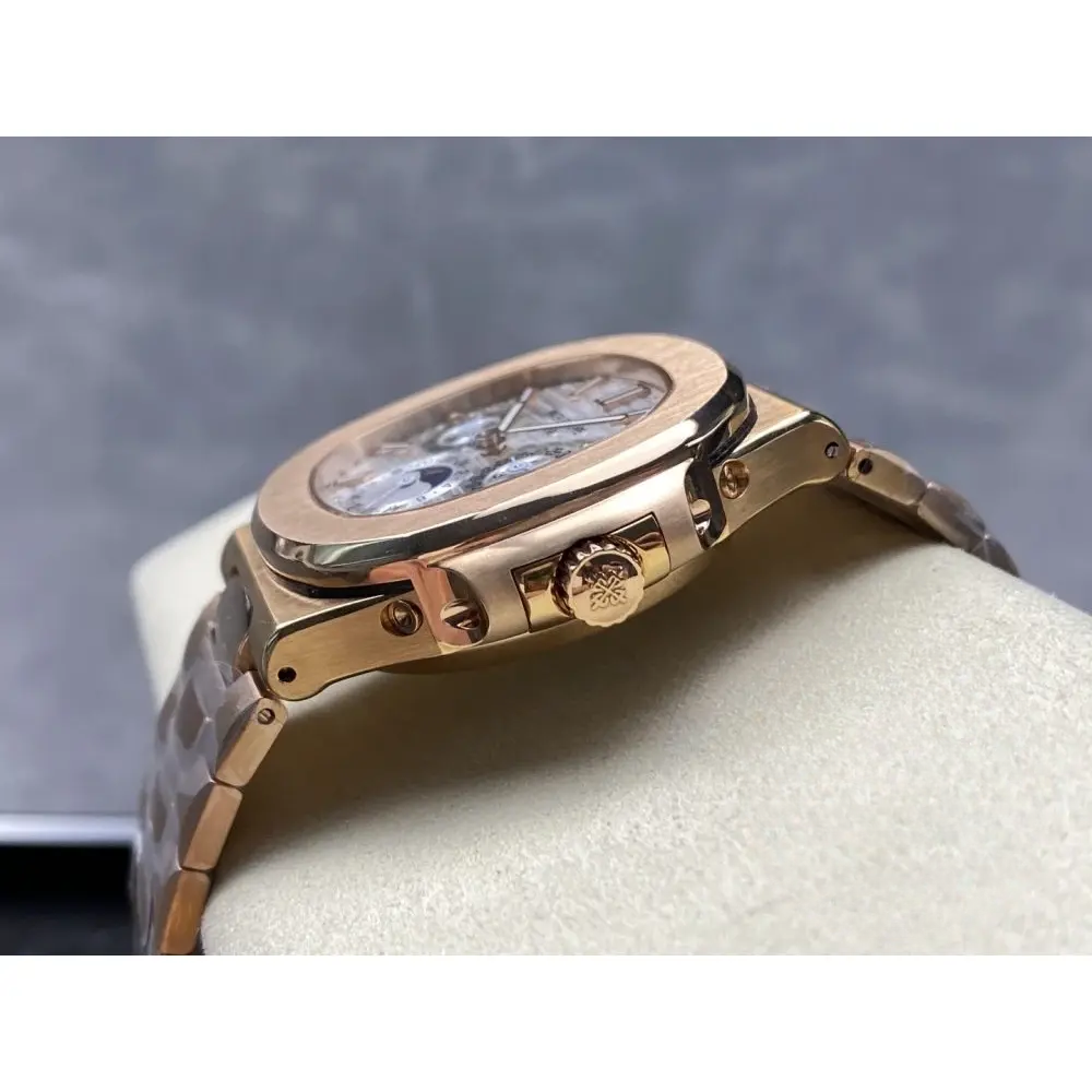 Replica Nautilus 5740/1G-001 Patek Philippe Perpetual Calendar 40 mm, Rose gold, White Dial - Image 8
