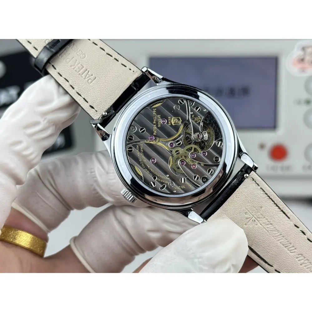 Swiss Replica Calatrava Patek 6119R-002 White Gold 39mm Black Dial - Image 7