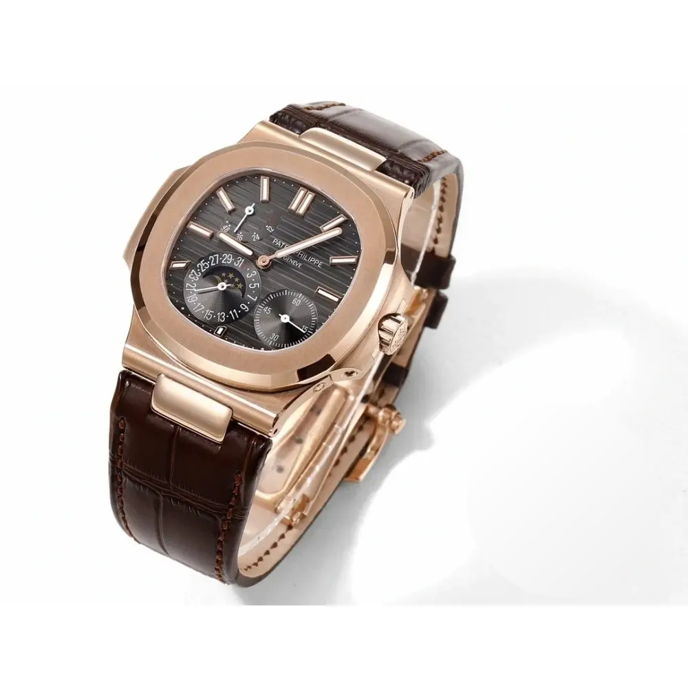 Replica Nautilus 5712R-001 Patek Philippe Moon phases. 40 mm, Rose gold, Black Dial - Image 3