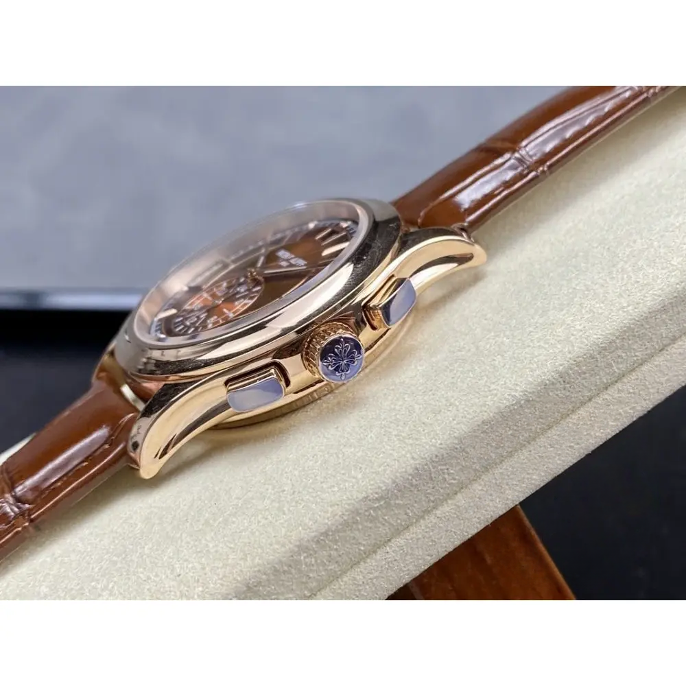 Super Clone Complications 5905R-001 Patek Philippe Annual Calendar Chronograph 42 mm, Gold Rose, Brown Dial - Image 7