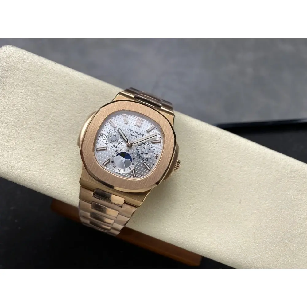Replica Nautilus 5740/1G-001 Patek Philippe Perpetual Calendar 40 mm, Rose gold, White Dial - Image 6