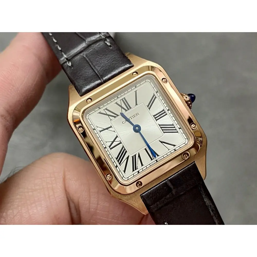 Replica Cartier Santos-Dumont Men Women Silver Alligator WGSA0022 - Image 2