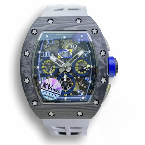 Super Clone Richard Mille 011 Carbon Fiber White Strap