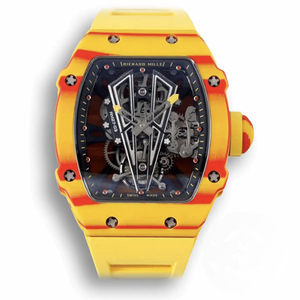 Super Clone Richard Mille 27-03 Rafael Nadal Tourbillon Yellow Rubber Strap