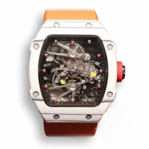 Super Clone Richard Mille 27-02 Tourbillon Fiber Case Orange Strap