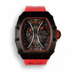 Replica Richard Mille 53-01 Case Black Carbon Strap Rubber Red