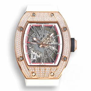 Replica Richard Mille 010 Rose Gold Diamonds White Strap