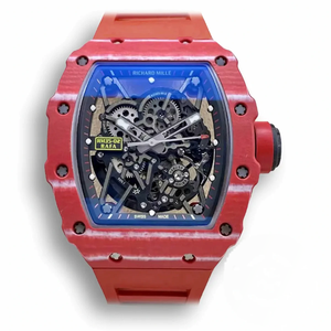 Super Clone Richard Mille35-02 T+ Factory Carbon Fiber Red Rubber Strap