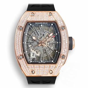 Replica Richard Mille 010 Rose Gold Diamonds Black Strap