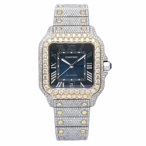 Replica Cartier Santos Blue Stainless Steel Gold 40 mm W4SA0006