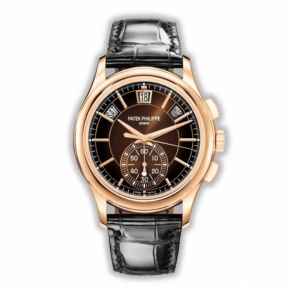 Super Clone Complications 5905R-001 Patek Philippe Annual Calendar Chronograph 42 mm, Gold Rose, Brown Dial