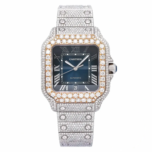 Replica Cartier Santos Blue Steel Gold W4SA0006