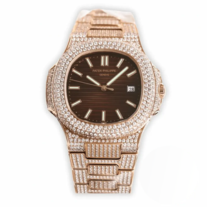 Replica Nautilus 5711-1300A-001 Patek Philippe 40 mm, Brown Dial, Iced Out