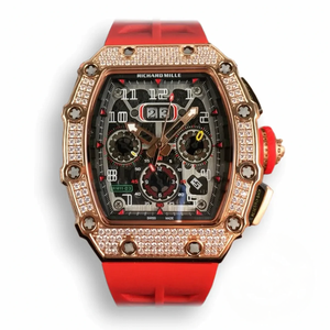 Replica Richard Mille 011 Rose Gold Automatic Movement Red Strap