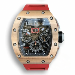 Super Clone Richard Mille 011 Rose Gold Red Strap