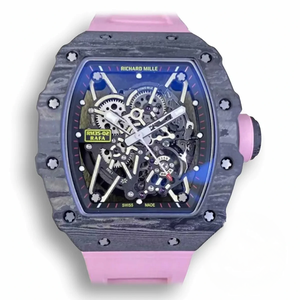 Super Clone Richard Mille35-02 Ntpt Carbon Fiber Pink Rubber Strap