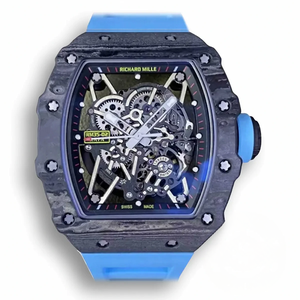 Replica Richard Mille35-02 Ntpt Carbon Fiber Blue Rubber Strap