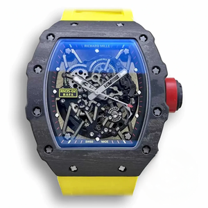 Super Clone Richard Mille35-02 Ntpt Carbon Fiber Yellow Strap