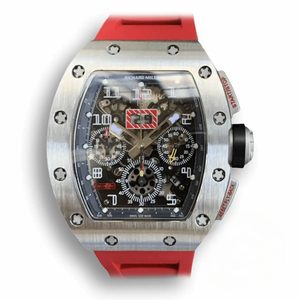 Replica Richard Mille RM 011 Red Rubber Strap Titanium Case