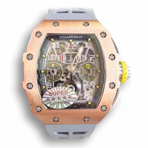 Super Clone Richard Mille 011 Swiss Eta7750 Grey Rubber Strap