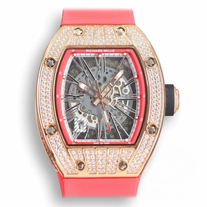 Super Clone Richard Mille 010 Rose Gold Diamonds Pink Strap
