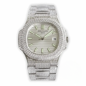 Replica Nautilus 5711-1300A-001 Patek Philippe 40 mm, White Dial, Iced Out