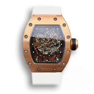 Super Clone Richard Mille35-01 Kv Factory Rose Gold White Strap