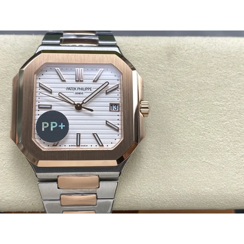 Replica Cubitus 5821 Patek Philippe 45 mm Steel Rose Gold White Dial - Image 5