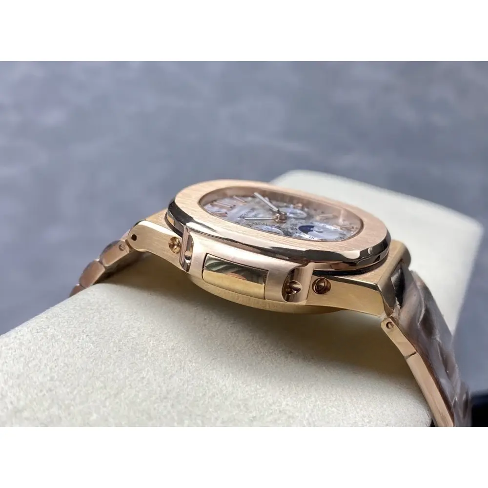 Replica Nautilus 5740/1G-001 Patek Philippe Perpetual Calendar 40 mm, Rose gold, White Dial - Image 7