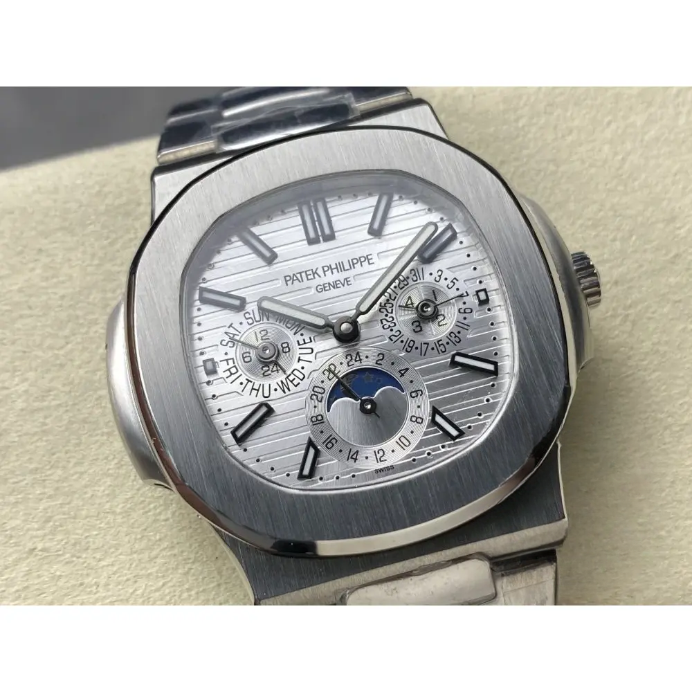 Replica Nautilus 5740/1G-001 Patek Philippe Perpetual Calendar 40 mm, White gold, White Dial - Image 4